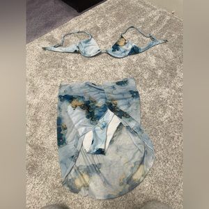 Shein Blue bikini set with sarong size medium